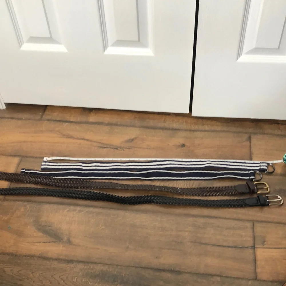 4 Boys Striped and Braided Belts Set, various sizes